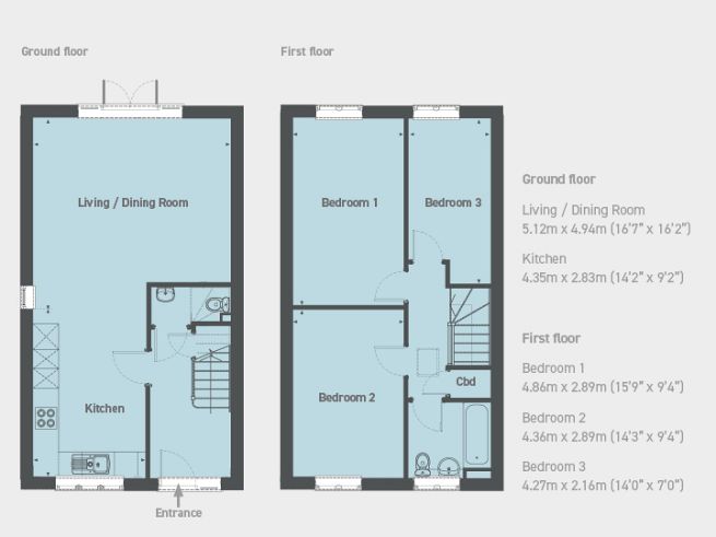 Floor plan, 3 bedroom house - artist's impression subject to change